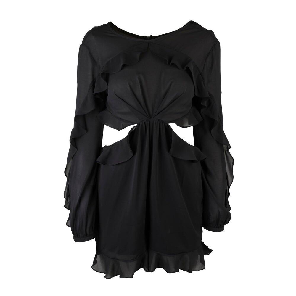 Nasty Gal Golden Days Nicole Tailored Jumpsuit Womens M Black Romper Ruffled NWT